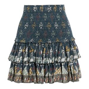 MARANT ÉTOILE Naomi Ruffled Printed Cotton-Voile Mini Skirt US 2